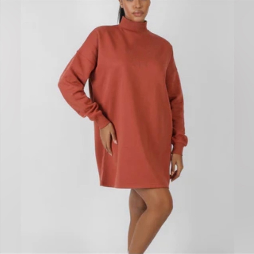 A6 - 343 Burnt orange high neck sweatshirt dress size 4 Nasty Gal